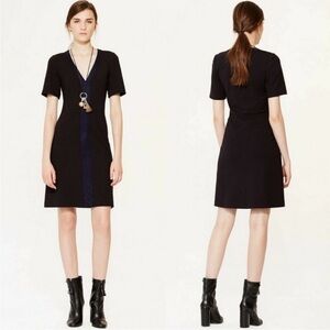 Tory Burch Sallare Suede Trim Dress Black size XS